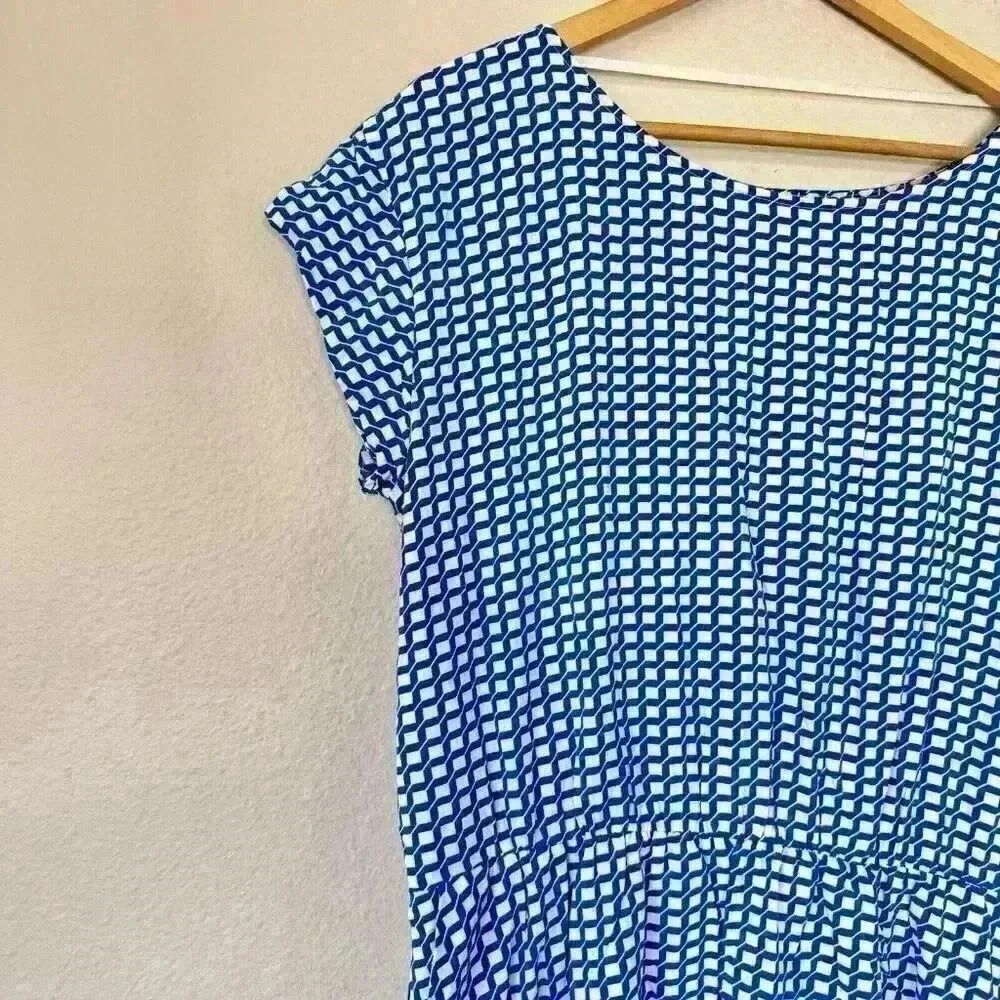 GAP Blue and White Gingham Zoe Print Dress with Pockets Size Large - Picture 2 of 6